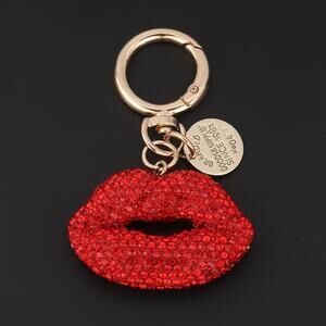 Red Rhinestone Lips Fashion Purse Charm Keychain